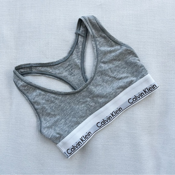 CALVIN KLEIN Racerback Bralette - Grey - Picture 2 of 4